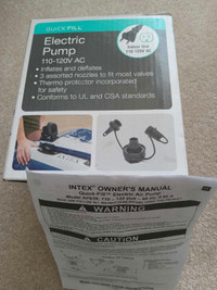 INTEX QUICK- FILL ELECTRIC AIR PUMP,110-120V AC.$10 BRAND NEW