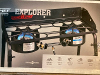 Camp Chef 2 burner stove with cast iron griddle