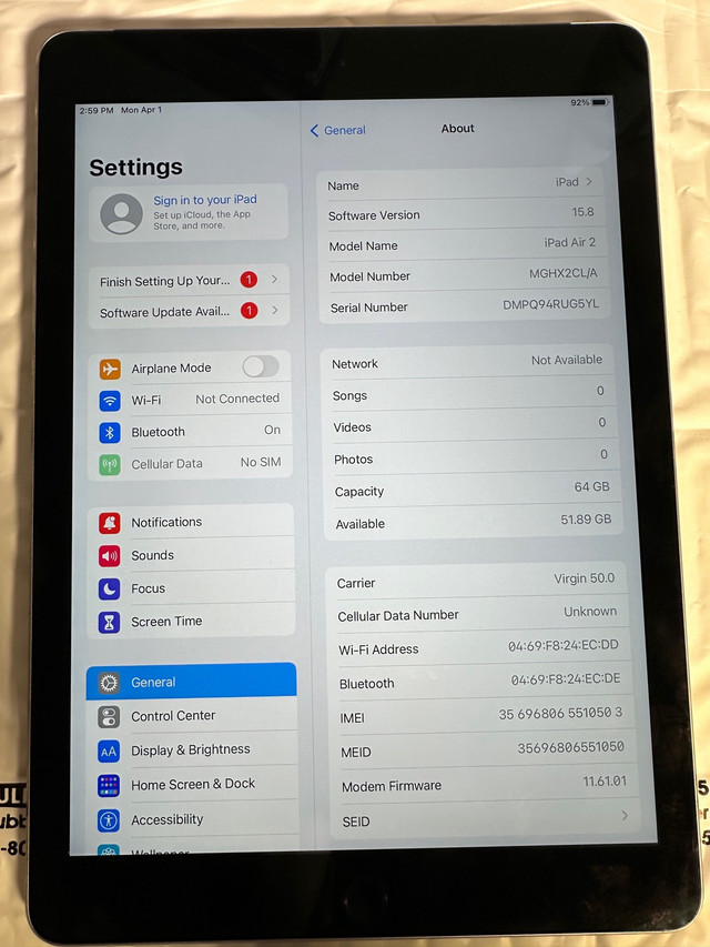 iPad Air 2 Cellular + Wi-Fi  in iPads & Tablets in Saskatoon - Image 3