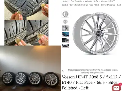 These Vossen HF-4T wheels are a stylish upgrade for your vehicle, featuring a 20x8.5 size, 5x112 bol...