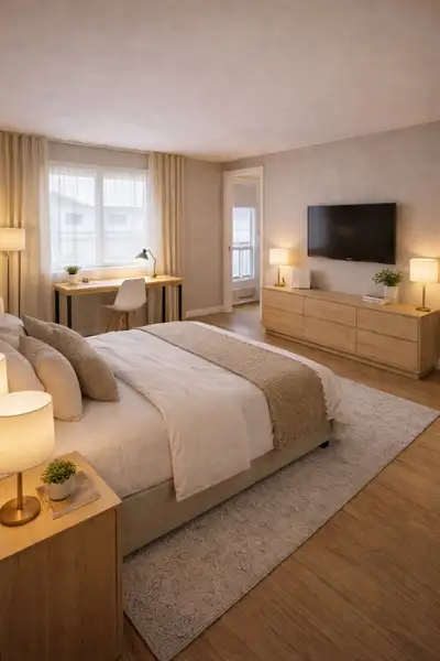 A spacious and quiet master bedroom is available for rent in a clean and well-maintained 4-bedroom t...