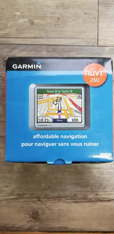 Garmin Nuvi 260 GPS navigation unit for autos. New in box, never used. 4" screen. Voice navigation....
