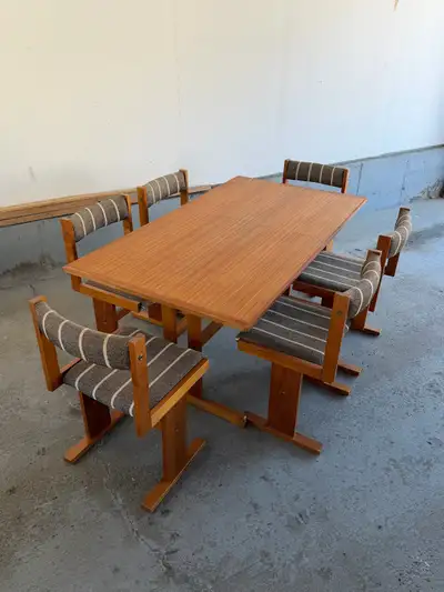 Instagram @playhouse.retro Set of 6 vintage teak dining chairs by Poul H. Poulsen for Gangsø Møbler....