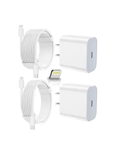 Apple lightning to USB-C Charger 2m long cable with wall plug, View more