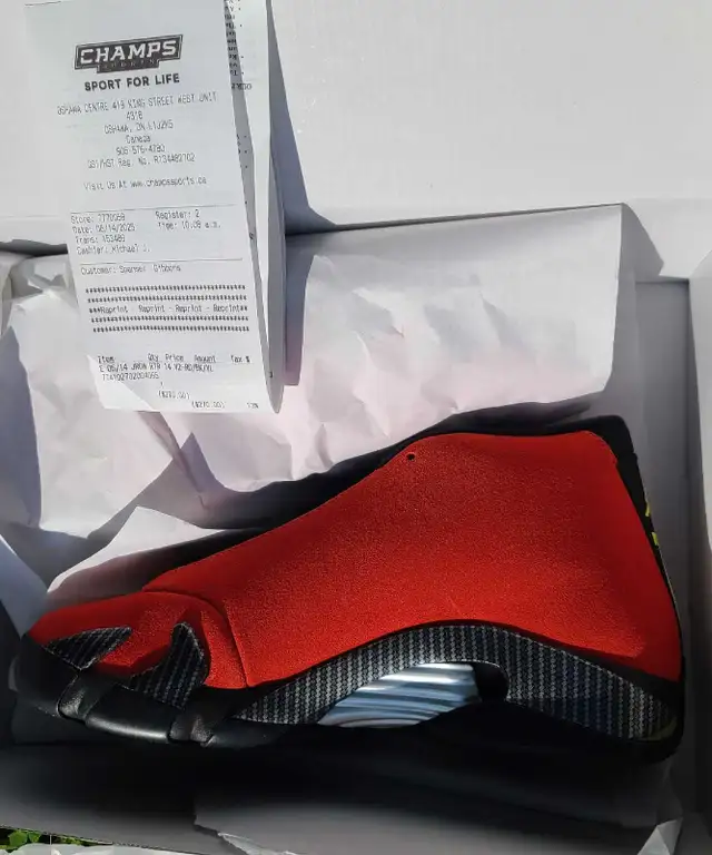 100% JORDAN 14 Ferrari Red 2025 in Men's Shoes in Oshawa / Durham Region - Image 6