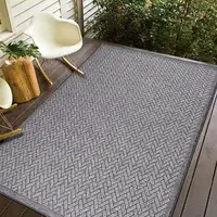 New Large Grey & Silver Indoor Outdoor Area Rug – 8’x10’