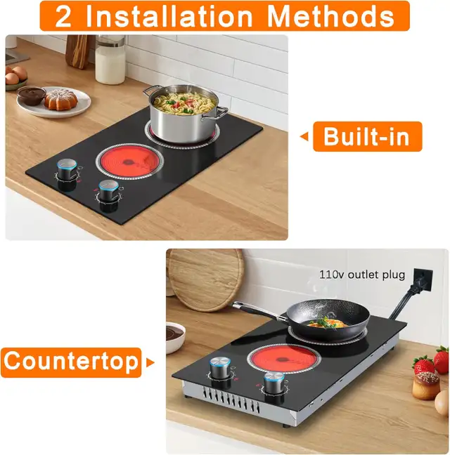 NEW Electric Cooktop 2 Burners,12 inch Built in Radiant Ceramic in Stoves, Ovens & Ranges in Markham / York Region - Image 5