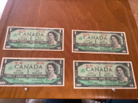 1967 Canadian Centennial $1 Bills- 4- No Serial Numbers