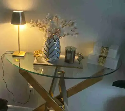 Half Moon Glass Console Table, View more