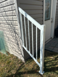 One White Aluminum 2 Step Stair Railing