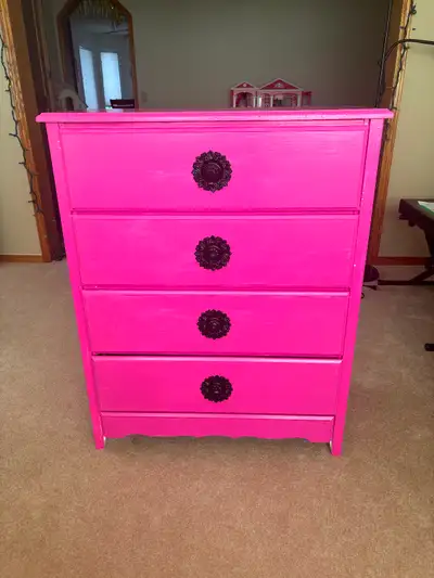 Pink dresser and night stand, View more