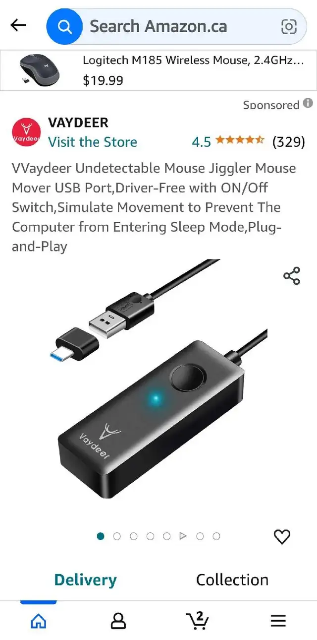 VVaydeer Undetectable Mouse Jiggler Mouse Mover USB Port, Driver in Mice, Keyboards & Webcams in Markham / York Region - Image 2