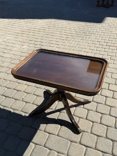 Duncan Phyfe Style Side Table - Solid Wood, Glass Top, View more