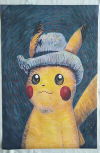 Large Pokemon Pikachu Van Gogh Canvas Poster (New)