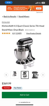 Kitchen aid 4.5 quart mixer