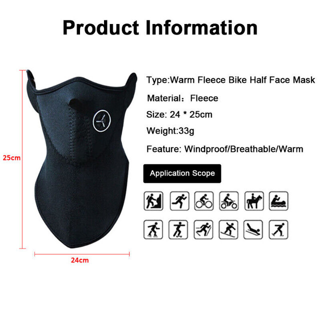 Airsoft Warm Fleece Bike Half Face Mask Cover Face Hood Protecti dans Autre  à Ville de Montréal - Image 4