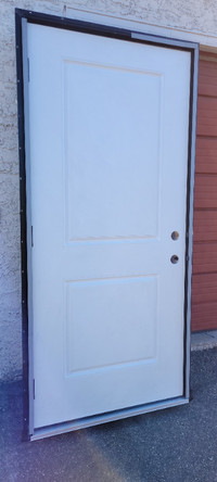 36x80in Two   Panel Fiberglass Prehung Exterior LH Outswing Door
