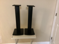 Pair of Sturdy Black Wood Speaker Stands