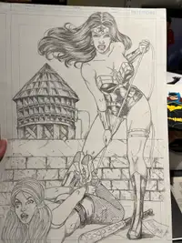 Wonder Woman Harley Quinn Original Art By Delanio Dourado