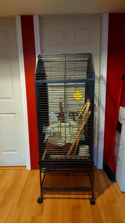 THIS CAGE IS IN SARNIA 44" high, 2' wide and 22" deep and the height is not with the upper opened up...