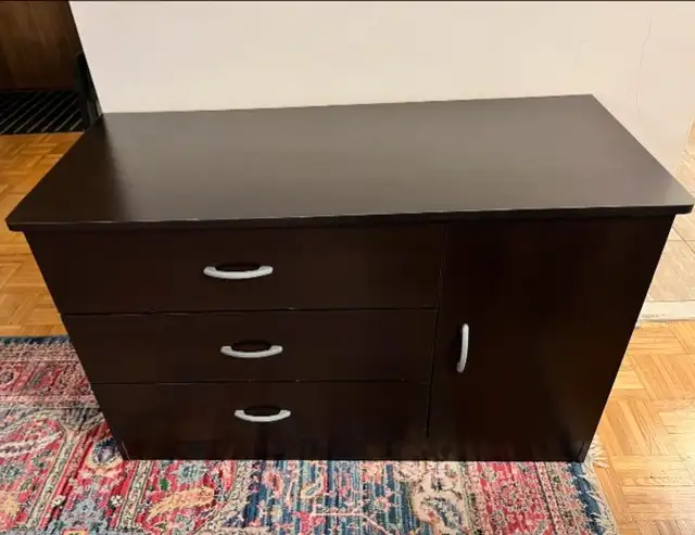 Dark Brown Dresser with 3 Drawers and Cabinet63735877903745120
