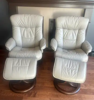 2 Recliners of Norway by Fjords Stressless Style retails $6000, View more