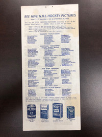  Beehive Hockey Checklist 1953