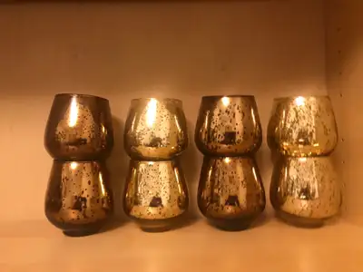 Set of 8 bronze and gold tealights, View more