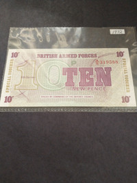 1972 British Armed Forces 10 pence military banknote uncirc.