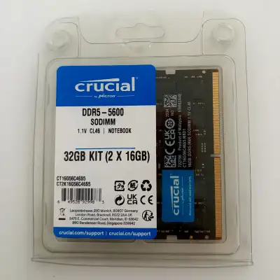 Crucial 32GB (2×16GB) DDR5-5600 SO-DIMM Laptop/Mini PC RAM, View more