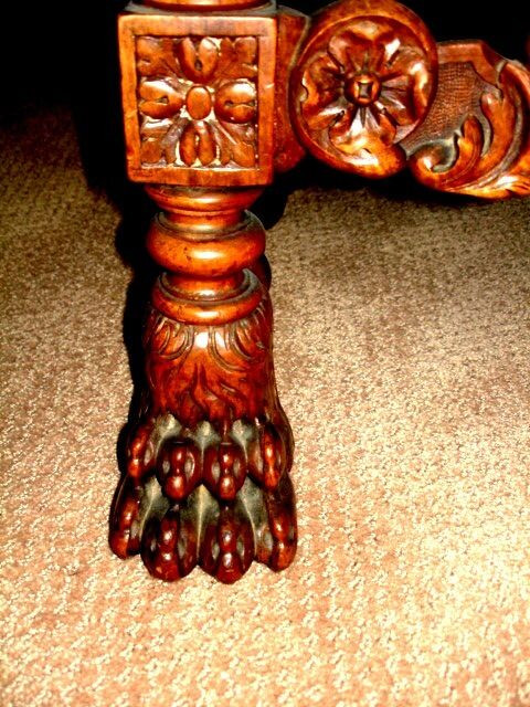gothic DEVIL LION PAW FEET carved walnut chair PARLOUR THRONE in Arts & Collectibles in Brantford - Image 2