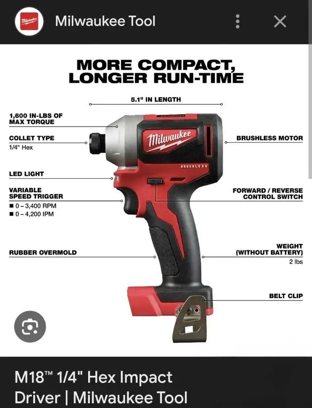 Milwaukee Brushless M18 impact drill kit in Power Tools in City of Toronto - Image 9