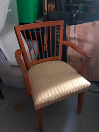 Mid Century Modern wood chair with upholstered seat