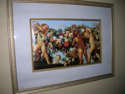 Reproduction encadrée vitré 30X22 pouces. Plusieurs tableaux différente grandeur.