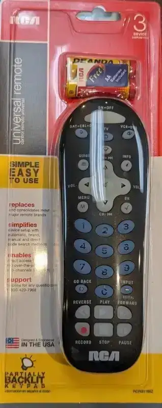 RCA RCR311BIZ Big Button Three-Device Universal Remote - On Sale! ----------------------------------...