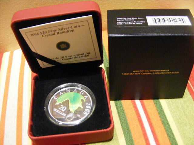 Pièce de monnaie 2008 $20 MAPLE LEAF CRYSTAL RAINDROP. dans Art et objets de collection  à Laval/Rive Nord