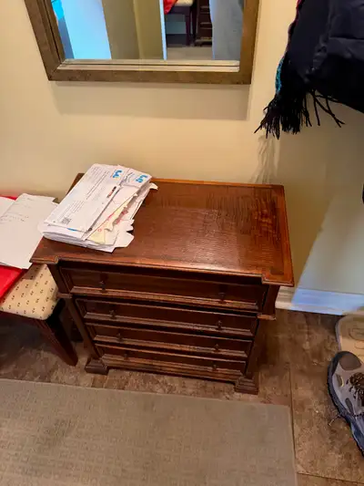Vintage Solid Wood 4-Drawer Nightstand / Side Table, View more