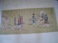 Chinese Silk Winter Scene Painting Unframed中國絲綢畫無框 踏雪賞梅