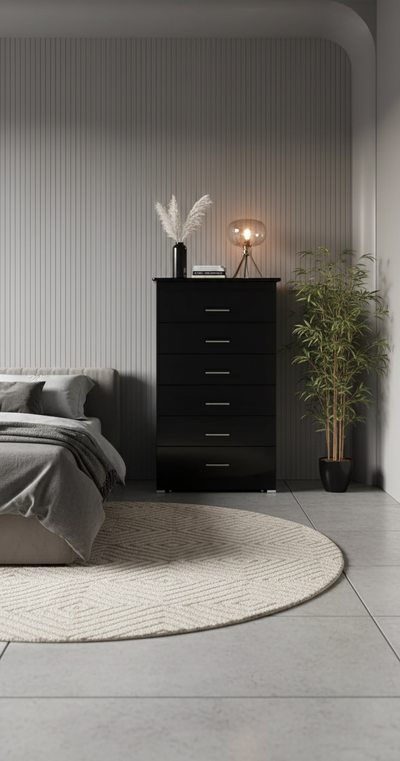 New black 6-Drawer Dresser – Modern Wooden Chest, View more