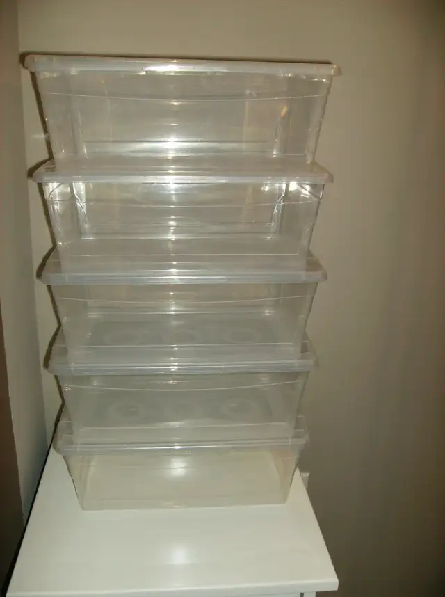 5 Clear Storage Bins or Containers for Shoes, Toys, Craft Items ...