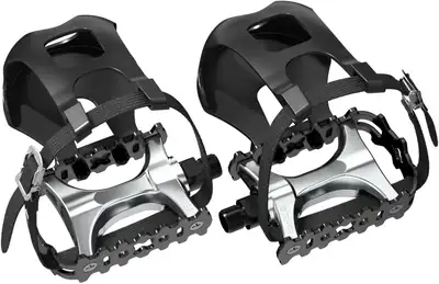 Bike Pedals with Toe Cages and Adjustable Straps, View more