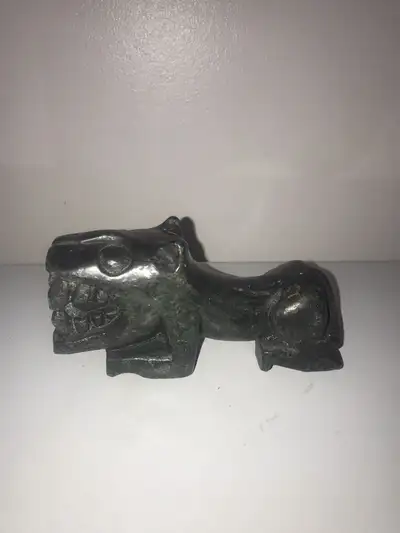 RARE ANTIQUE CHINESE BLACK STONE  HAND CARVED lion laying  Dog, View more