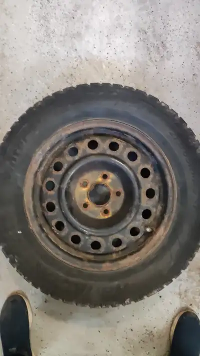 Hankook Winter Ipike snow tires on steel rims. Came off 2012 Hyundai Tucson. Changed car and they do...