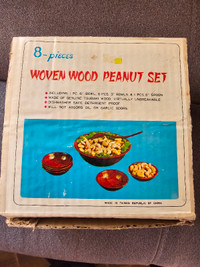 Woven Wood 8 Piece Peanut bowl Set