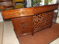 CHINESE EXECUTIVE DESK CARVED ROSEWOOD