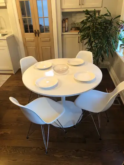 round table and 5 chairs, View more