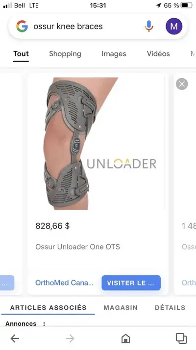 2 X Genouillère DonJoy et Ossur Unloader , droit ., View more