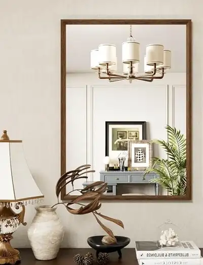 Wall Mirror – Walnut Look Frame (24.75" x 37") – Only, View more
