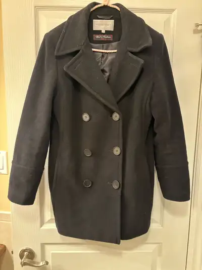 Wool & Cashmere pea coat -black, View more
