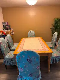 dining table with six chairs